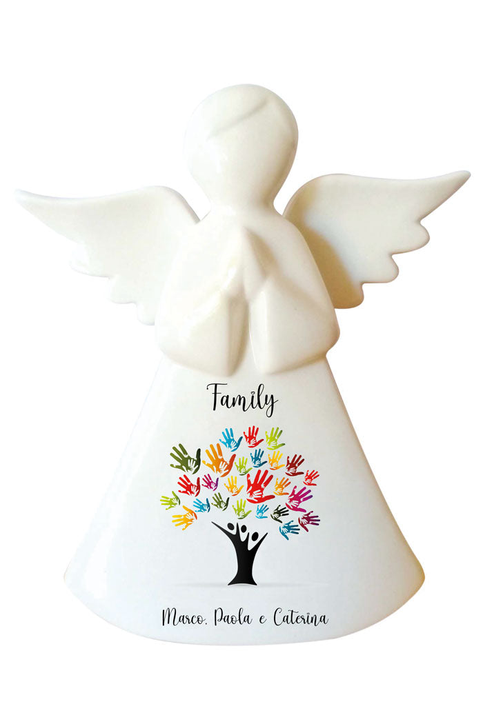 Angelo in porcellana bianca da personalizzare. Altezza 16 cm