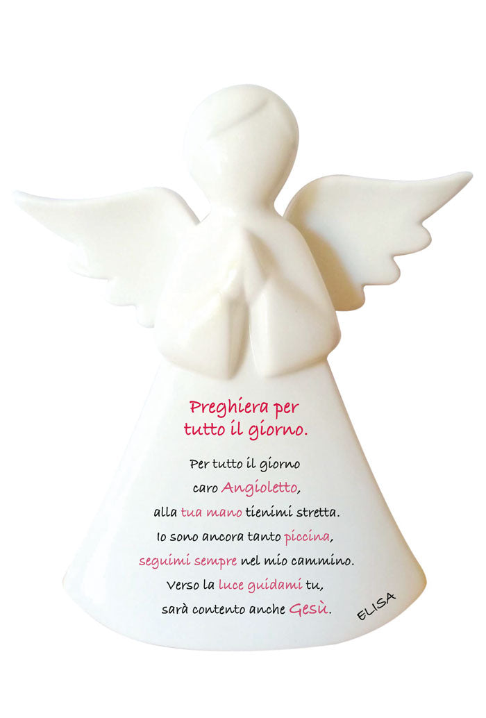 Angelo in porcellana bianca da personalizzare. Altezza 16 cm