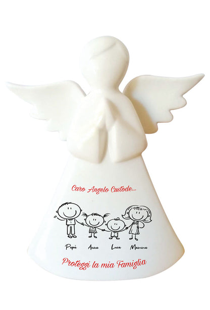 Angelo in porcellana bianca da personalizzare. Altezza 16 cm