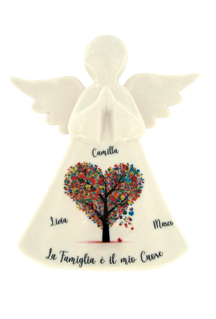 Angelo in porcellana bianca da personalizzare. Altezza 16 cm