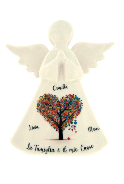 Angelo in porcellana bianca da personalizzare. Altezza 16 cm