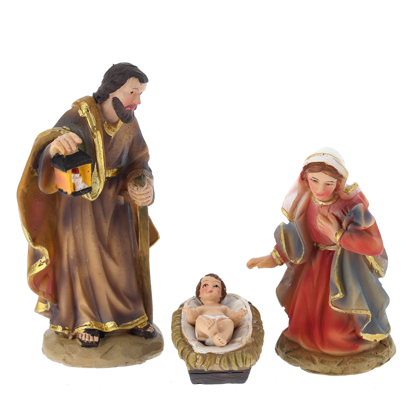 Set Presepe composto da 11 soggetti con capanna. Dimensioni 20x34 cm