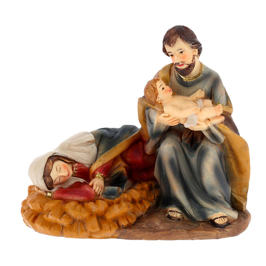 Natività con Madonna sdraiata in resina. Altezza 9,5 cm