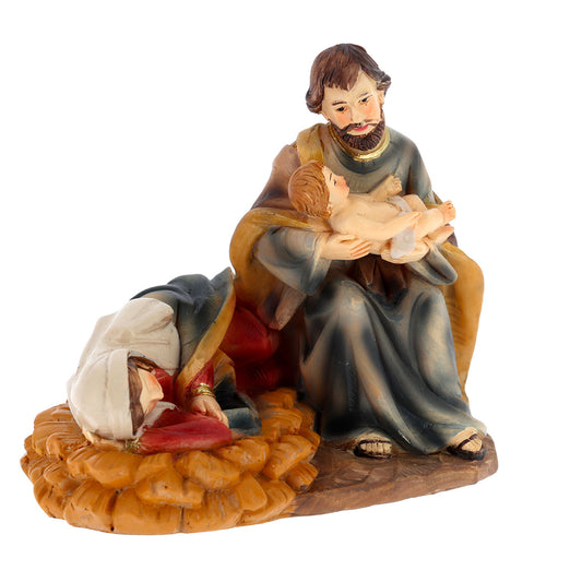 Natività con Madonna sdraiata in resina. Altezza 9,5 cm