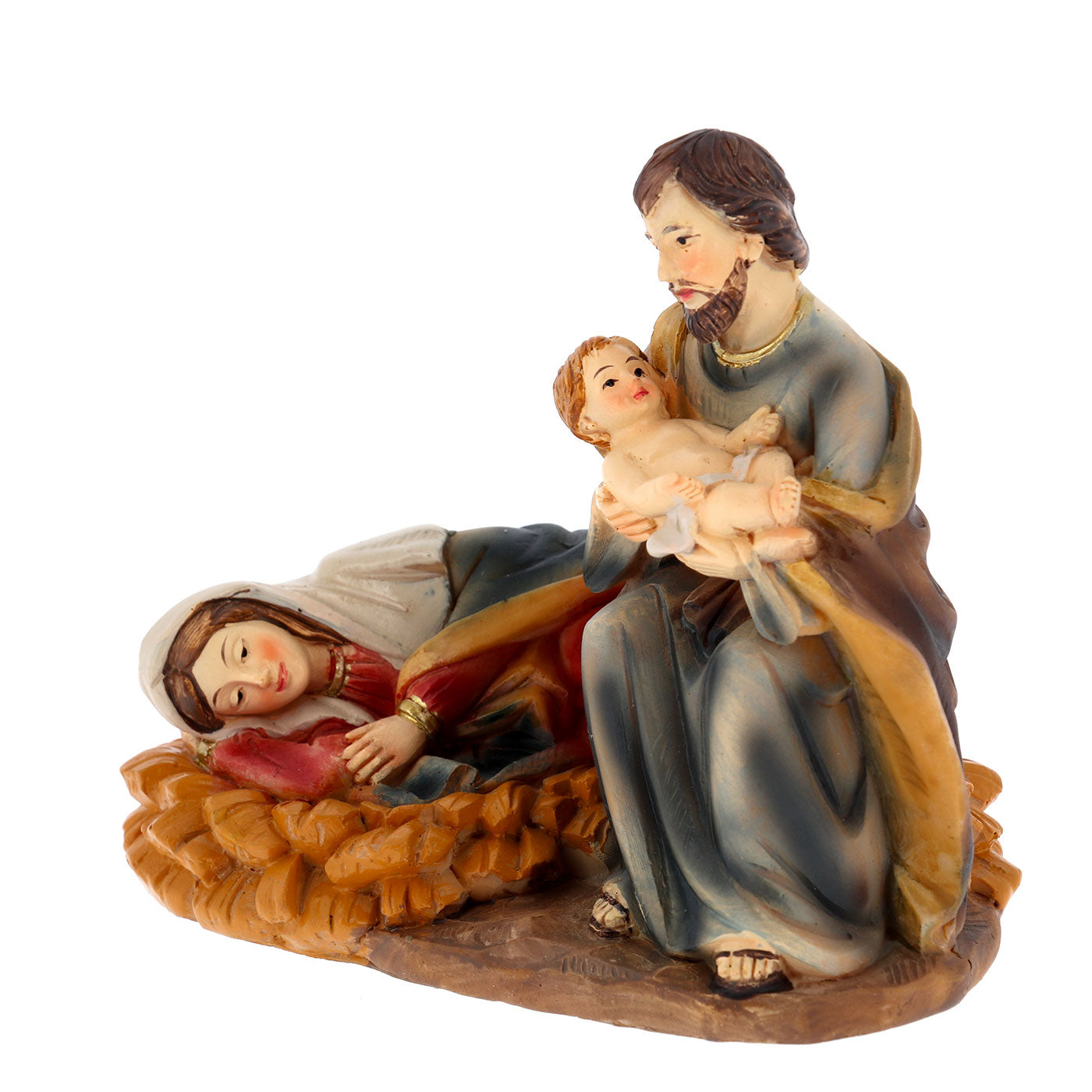 Natività con Madonna sdraiata in resina. Altezza 9,5 cm
