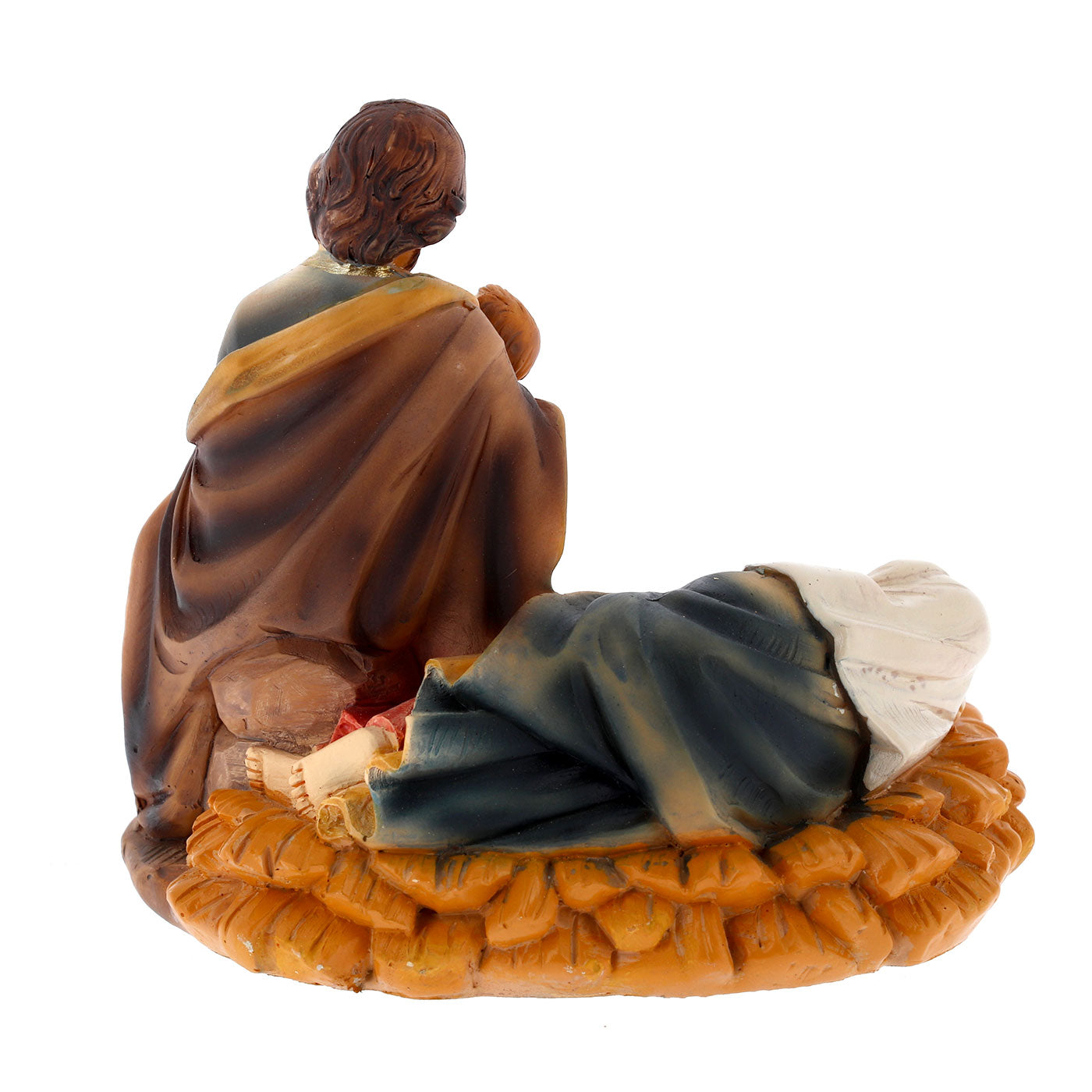 Natività con Madonna sdraiata in resina. Altezza 9,5 cm
