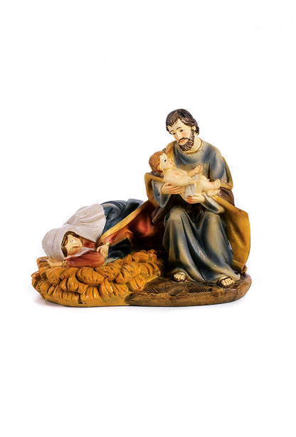 Natività con Madonna sdraiata in resina. Altezza 9,5 cm