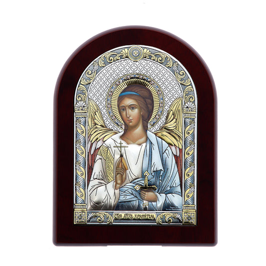 Icona Angelo, in argento. Dimensioni 12x16 cm