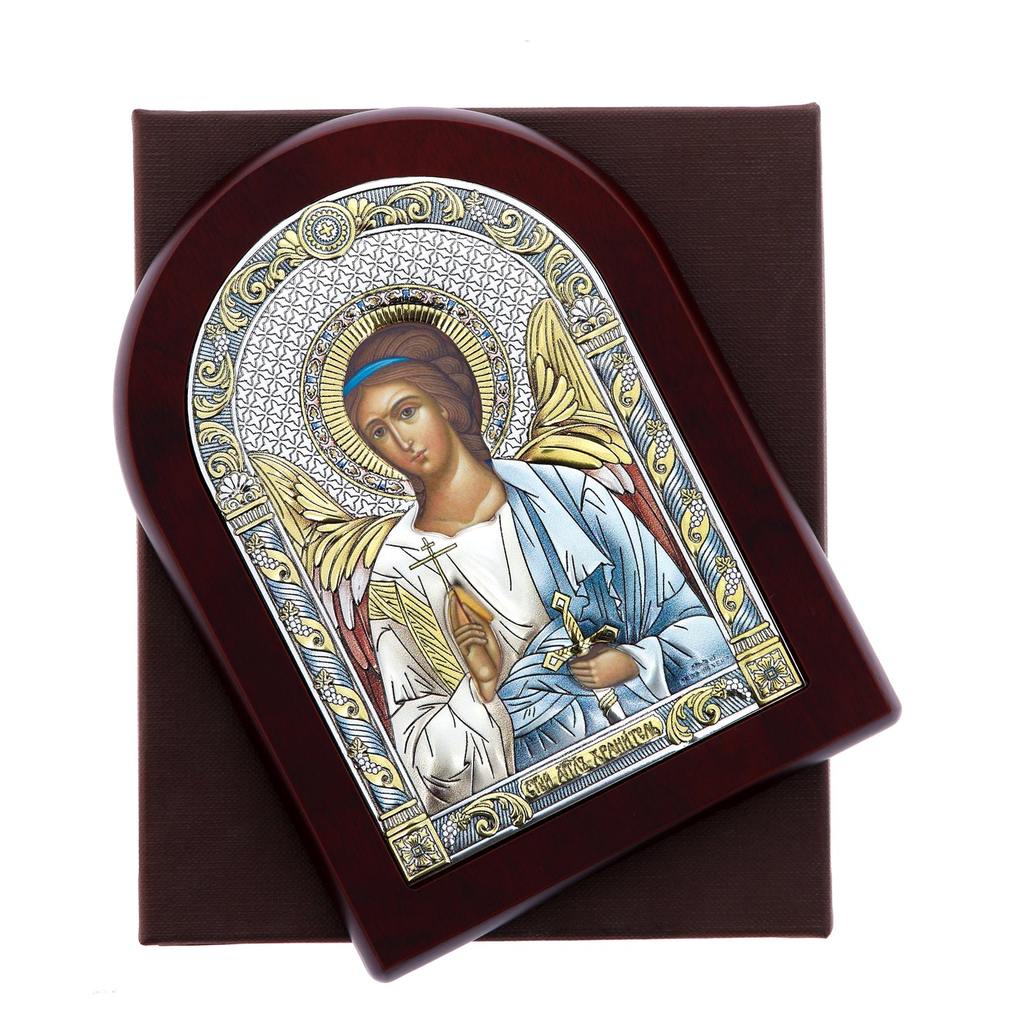 Icona Angelo, in argento. Dimensioni 12x16 cm