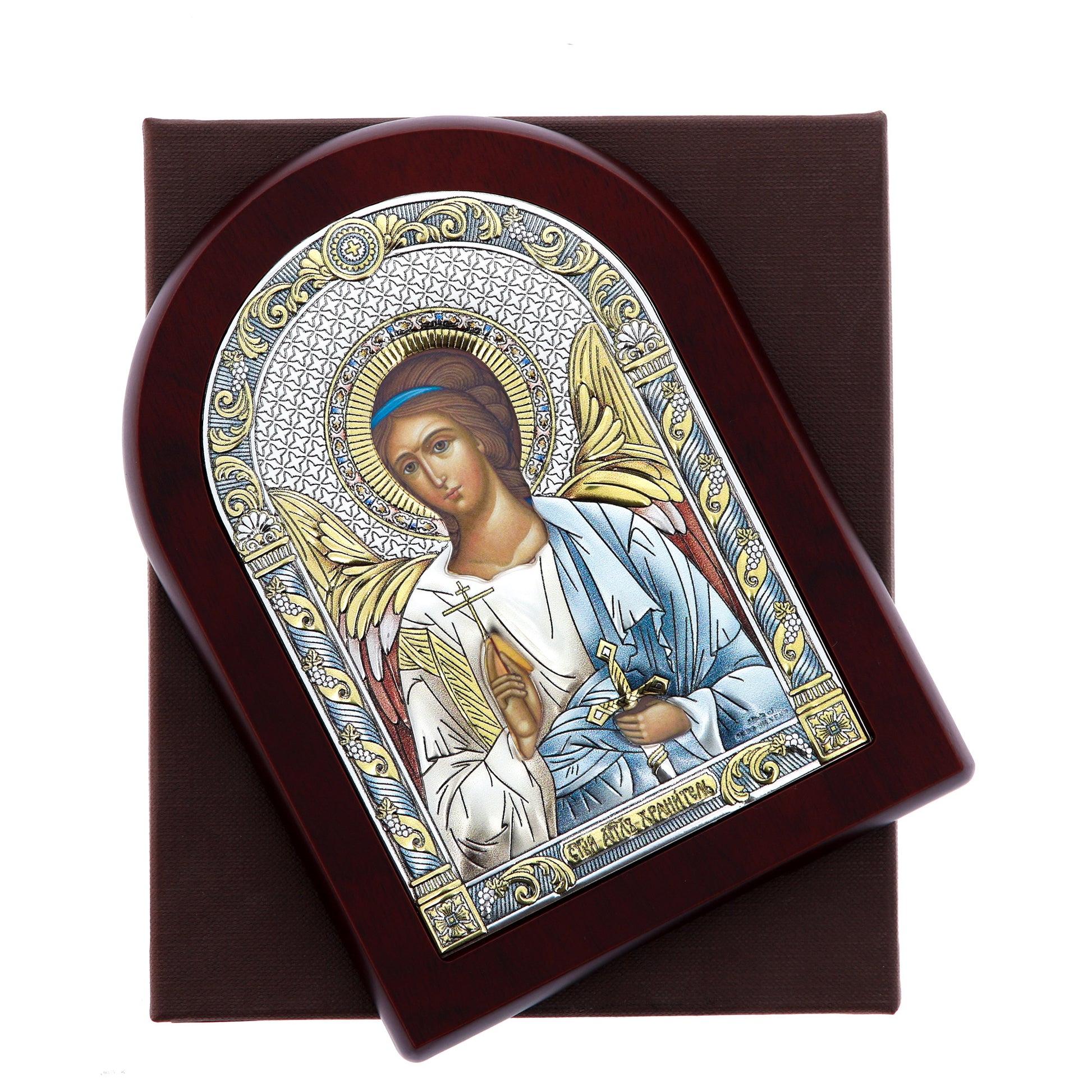 Icona Angelo, in argento. Dimensioni 12x16 cm