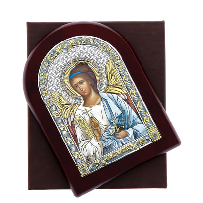 Icona Angelo, in argento. Dimensioni 12x16 cm