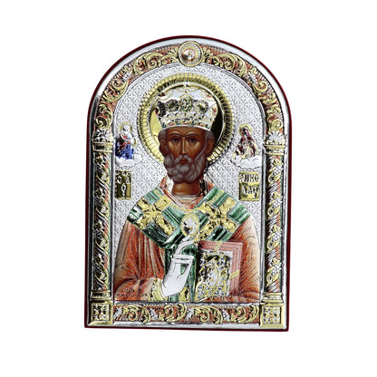 Icona San Nicola, in argento. Dimensioni 6x8,5 cm
