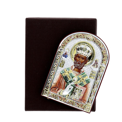 Icona San Nicola, in argento. Dimensioni 6x8,5 cm