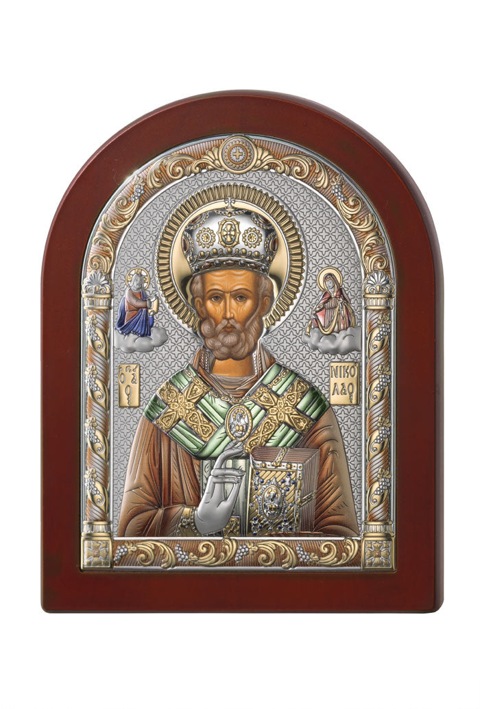 Icona San Nicola, in argento. Dimensioni 6x8,5 cm