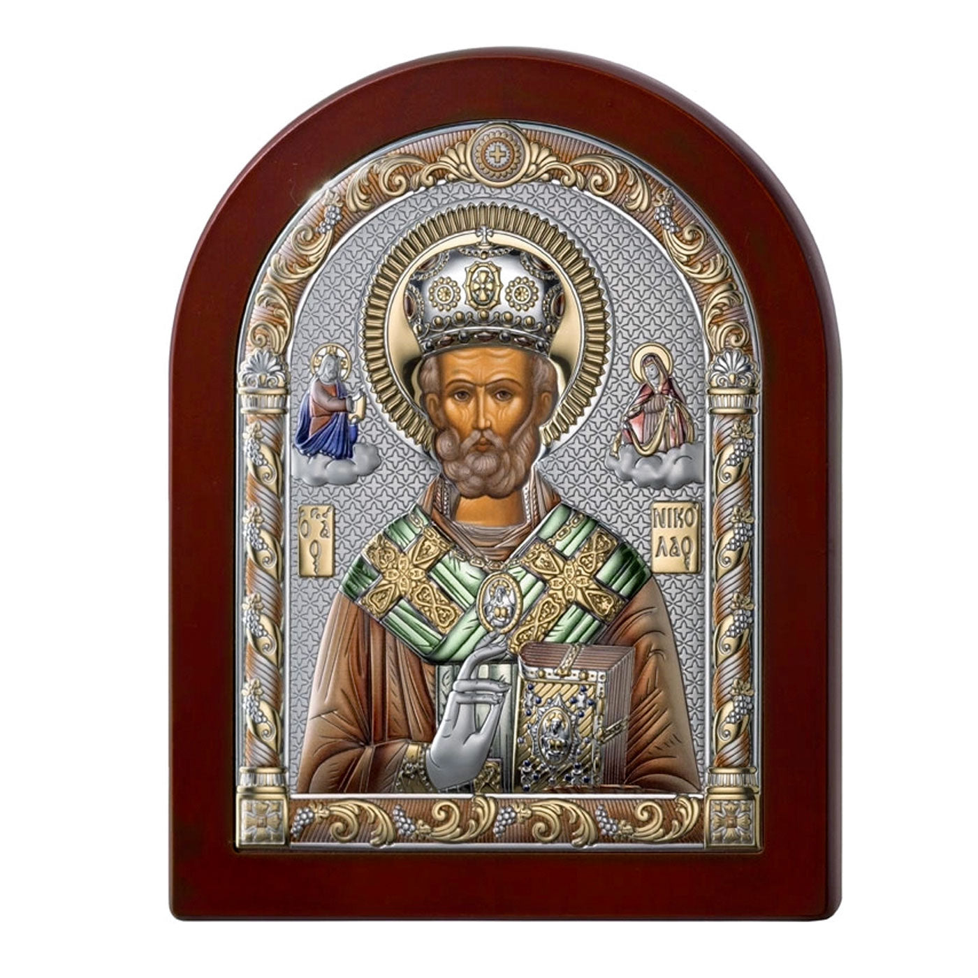 Icona San Nicola, in argento. Dimensioni 17,5x22,5 cm