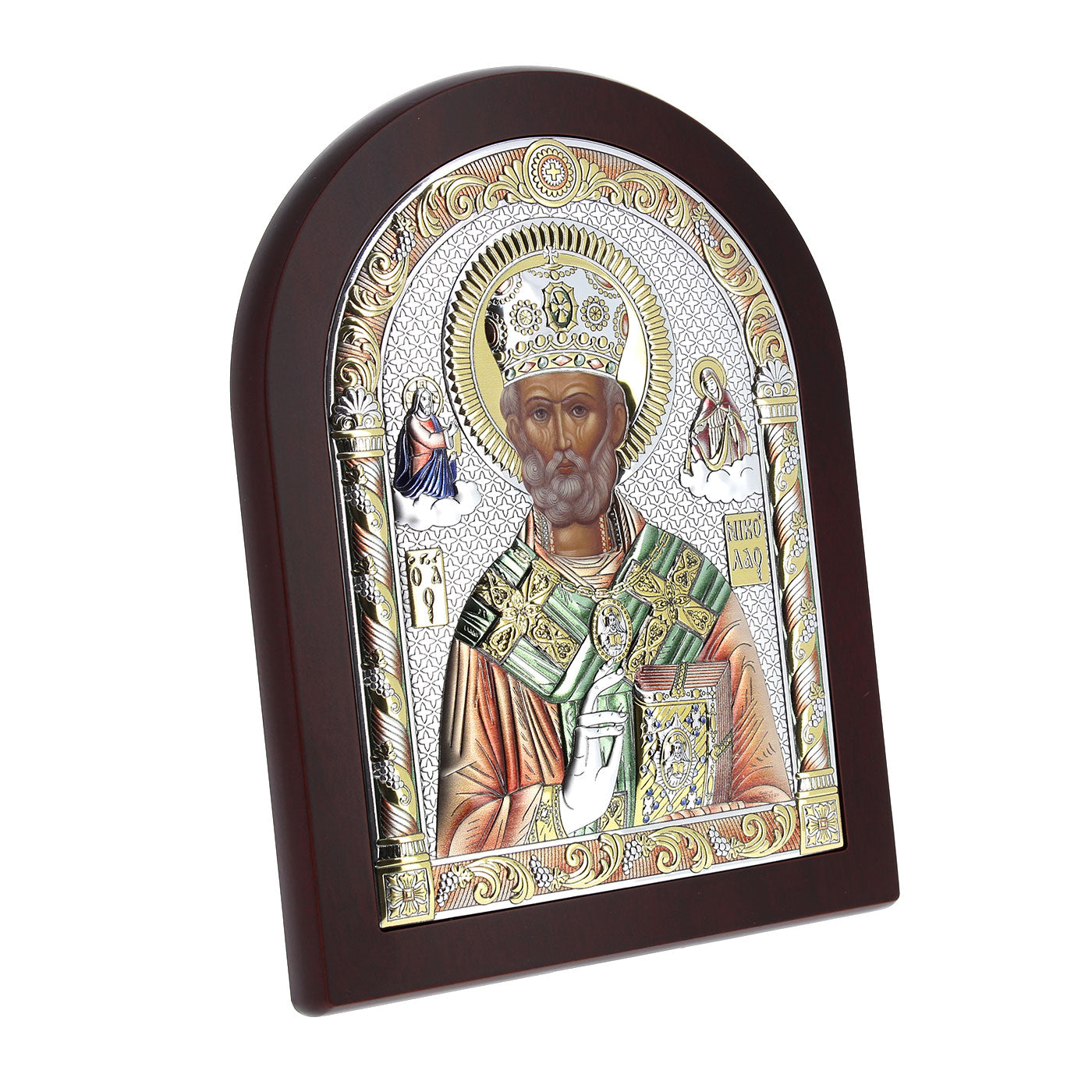 Icona San Nicola, in argento. Dimensioni 17,5x22,5 cm