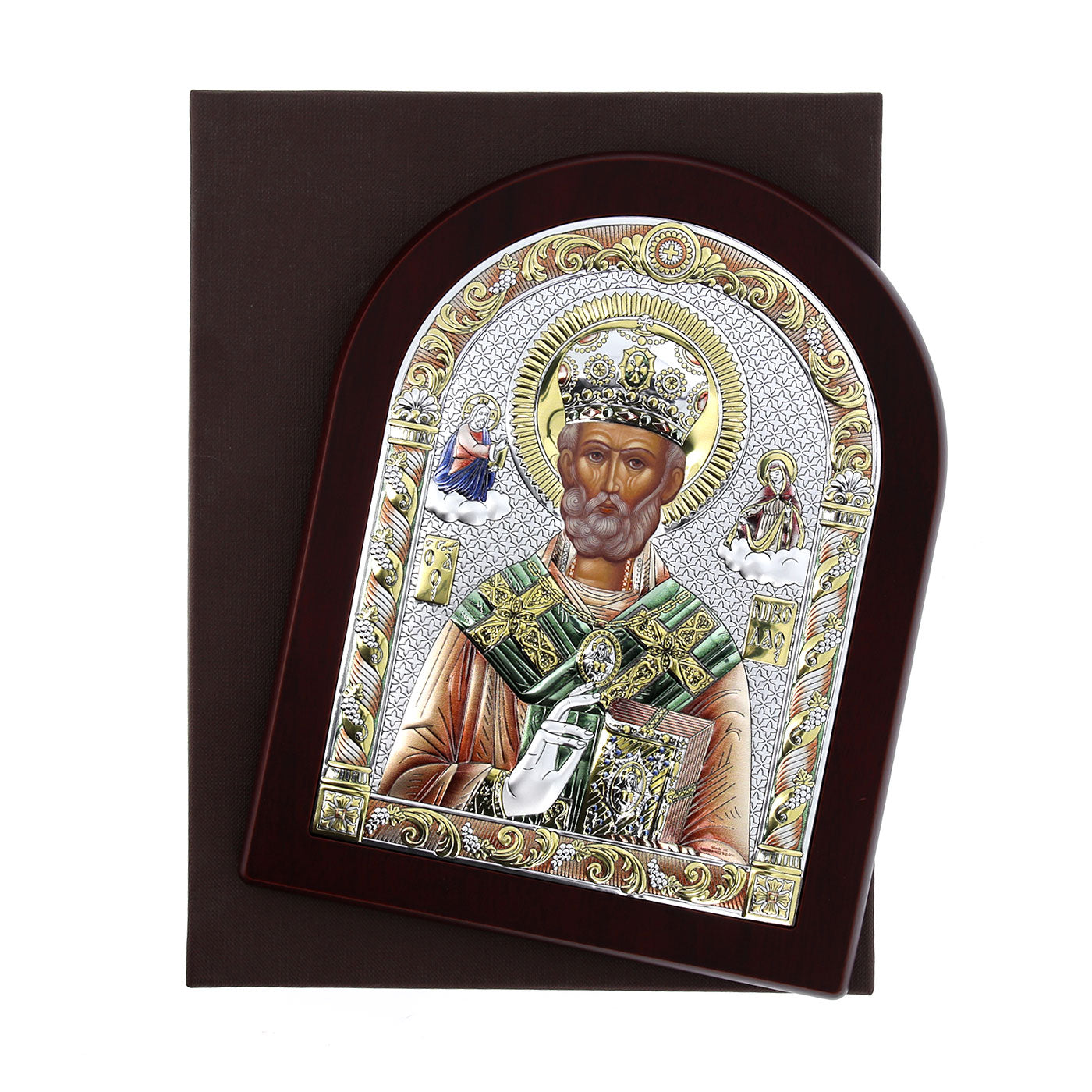 Icona San Nicola, in argento. Dimensioni 17,5x22,5 cm