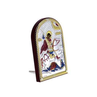 Icona San Giorgio, in argento. Dimensioni 6x8,5 cm