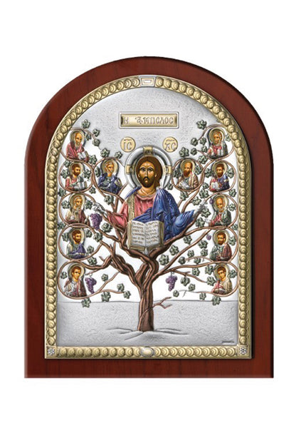 Icona Albero della Vita, in argento. Dimensioni 12x16 cm