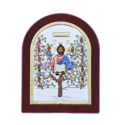Icona Albero della Vita, in argento. Dimensioni 17,5x22,5 cm