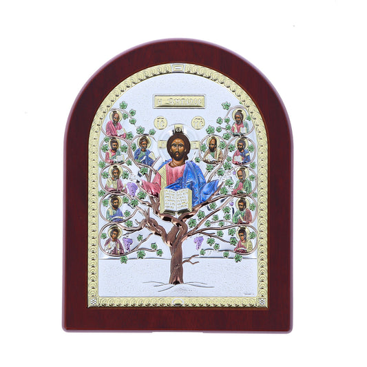 Icona Albero della Vita, in argento. Dimensioni 17,5x22,5 cm