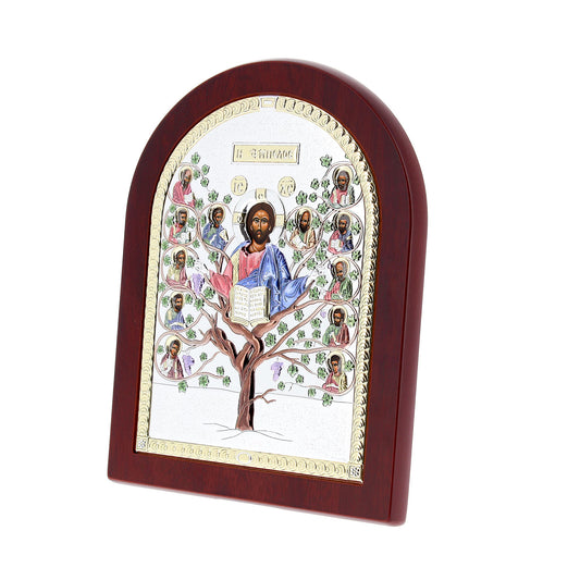 Icona Albero della Vita, in argento. Dimensioni 12x16 cm