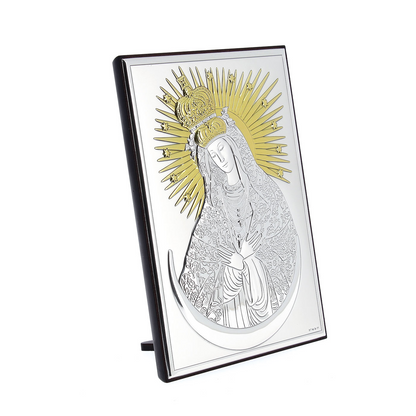 Icona Madonna di Vilnius, in argento. Dimensioni 9x13 cm