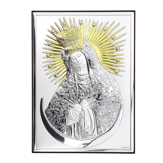 Icona Madonna di Vilnius, in argento. Dimensioni 13x18 cm