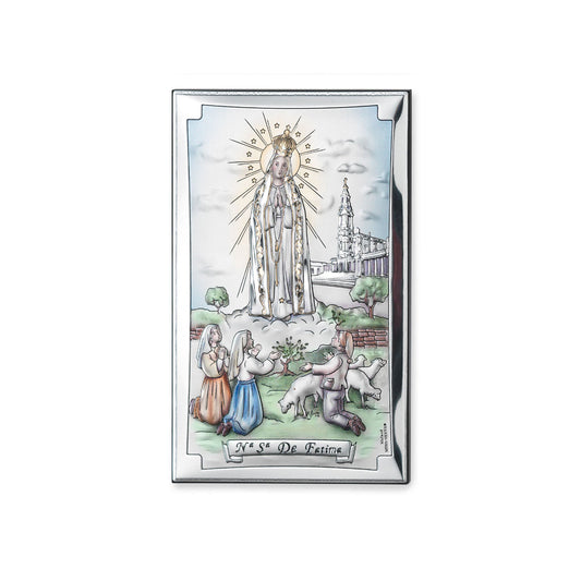 Quadro in argento Madonna di Fatima. Dimensioni 6,5x11 cm