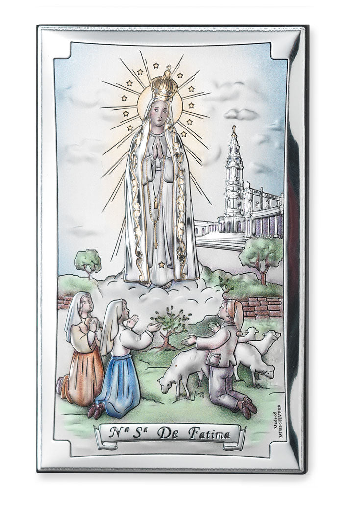 Quadro in argento Madonna di Fatima. Dimensioni 12x20 cm