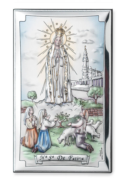 Quadro in argento Madonna di Fatima. Dimensioni 12x20 cm
