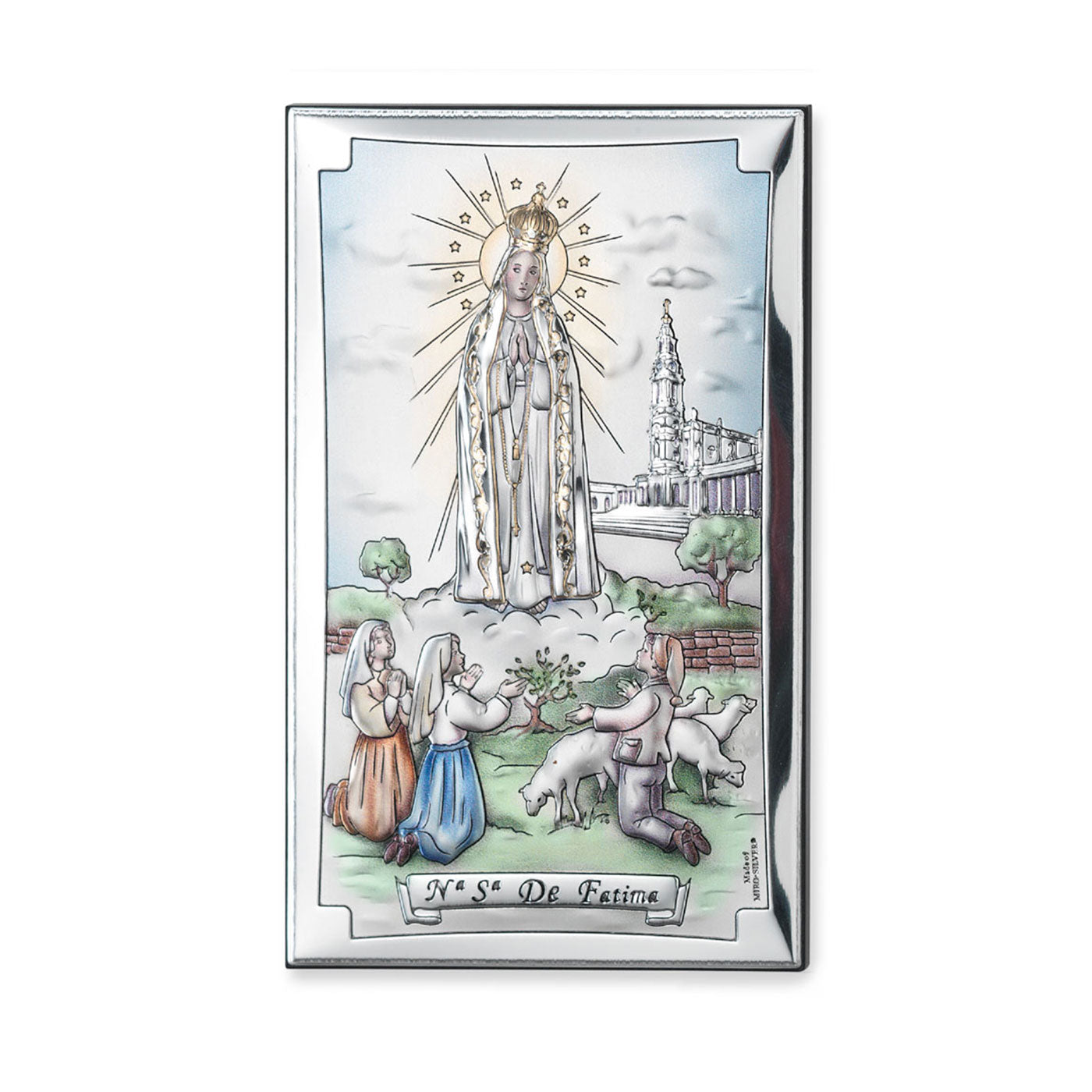 Quadro in argento Madonna di Fatima. Dimensioni 9x15 cm