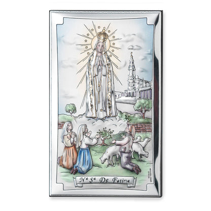 Quadro in argento Madonna di Fatima. Dimensioni 12x20 cm