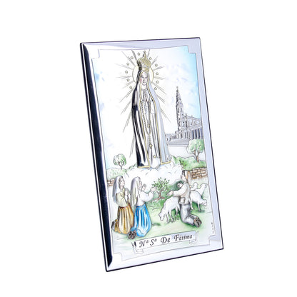 Quadro in argento Madonna di Fatima. Dimensioni 12x20 cm