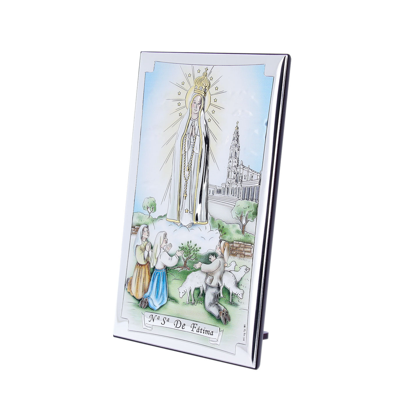 Quadro in argento Madonna di Fatima. Dimensioni 12x20 cm