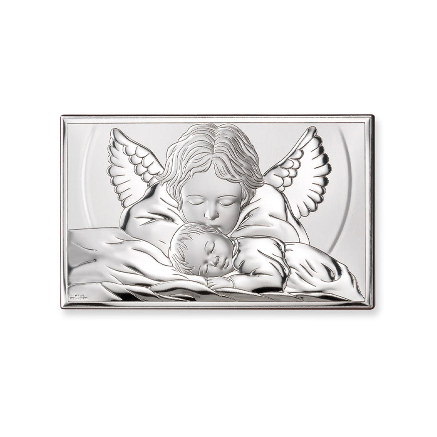 Quadro in argento Angelo protettore. Dimensioni 11x6,5 cm