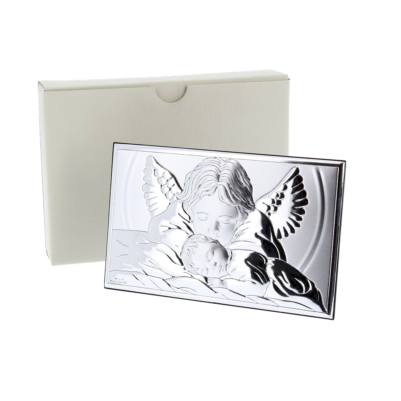 Quadro in argento Angelo protettore. Dimensioni 15x9 cm