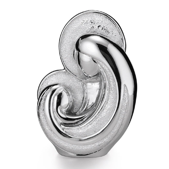 Madonna con Bambino in resina argentata. Altezza 9 cm