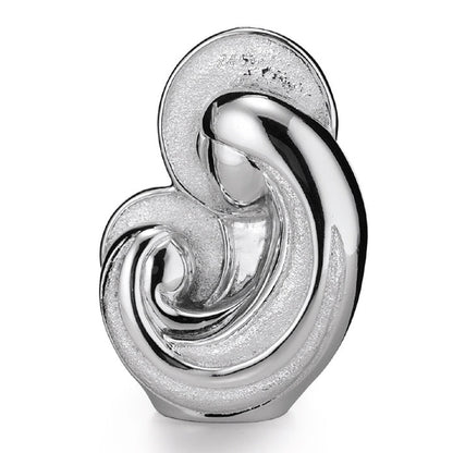 Madonna con Bambino in resina argentata. Altezza 9 cm