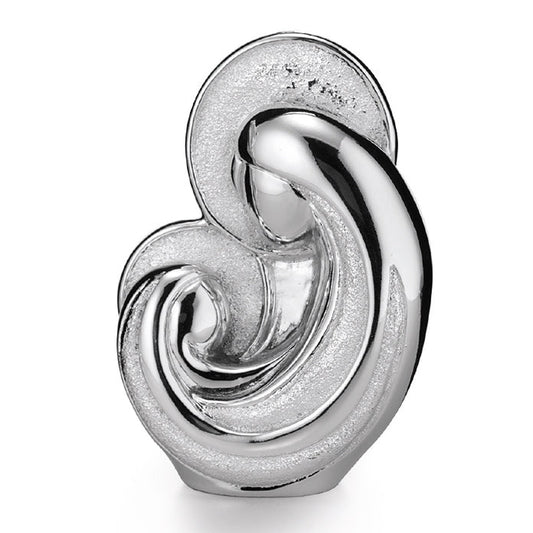 Madonna con Bambino in resina argentata. Altezza 9 cm