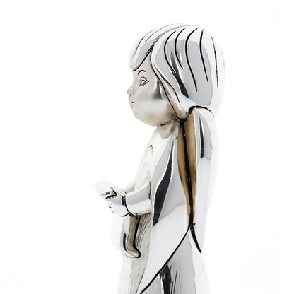 Angelo  in resina argentata. Altezza 15 cm