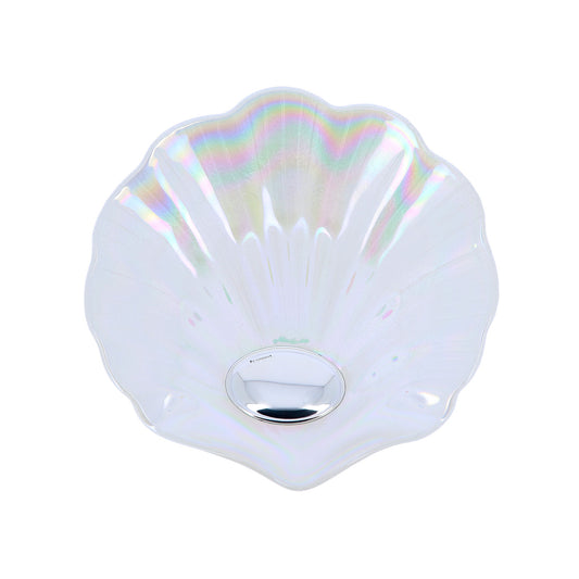 Piattino Battesimo in vetro con particolari in argento. Diametro 13 cm