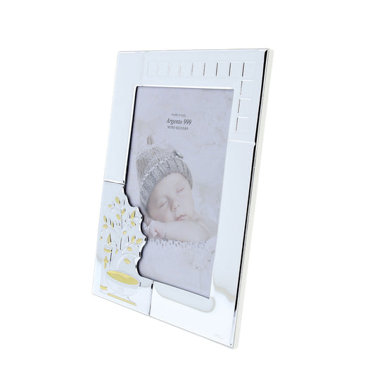 Portafoto Battesimo in argento personalizzabile. Dimensioni 20x25 cm