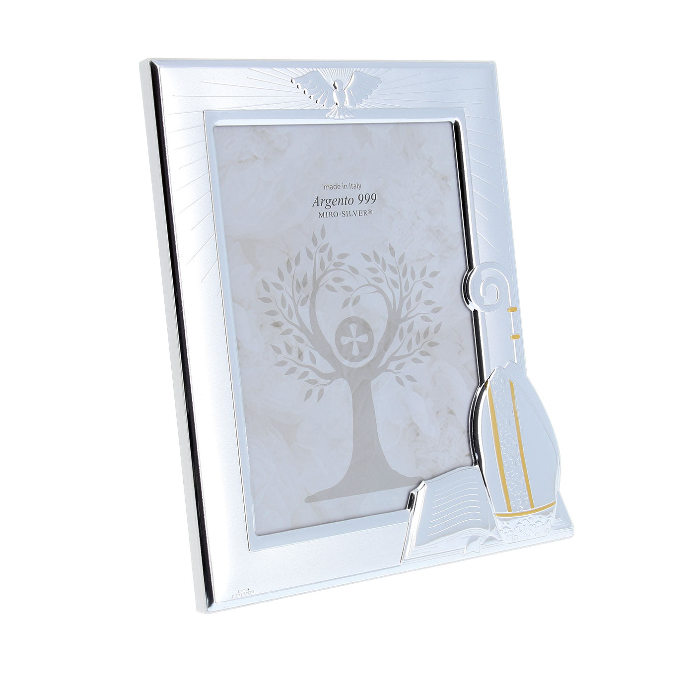 Portafoto Cresima in argento. Dimensioni 19x23 cm