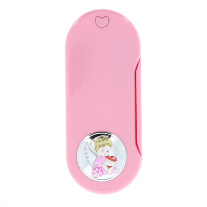 Confezione Angelo set pappa + catenella portaciuccio, rosa