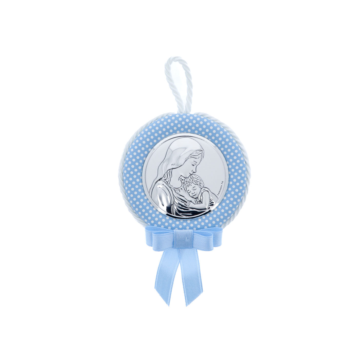 Capoculla celeste Madonna con Bambino. Diametro 6,5 cm