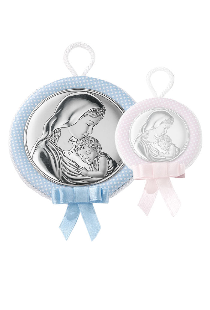 Capoculla celeste Madonna con Bambino. Diametro 6,5 cm