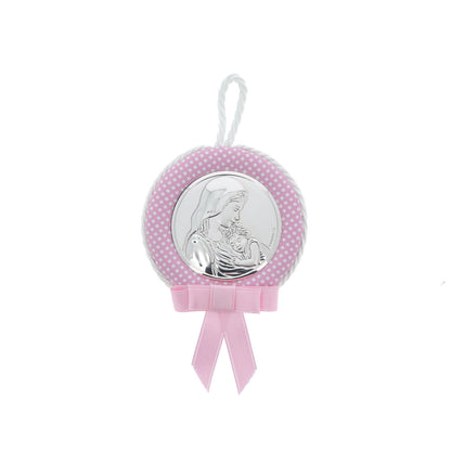 Capoculla rosa Madonna con Bambino. Diametro 6,5 cm