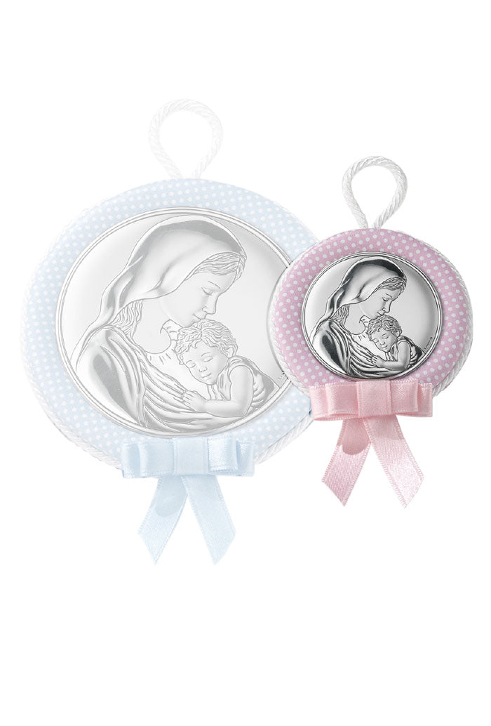 Capoculla celeste Madonna con Bambino, con carillon. Diametro 11 cm