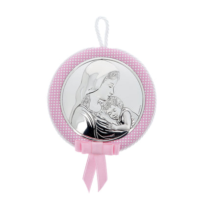Capoculla celeste Madonna con Bambino, con carillon. Diametro 11 cm
